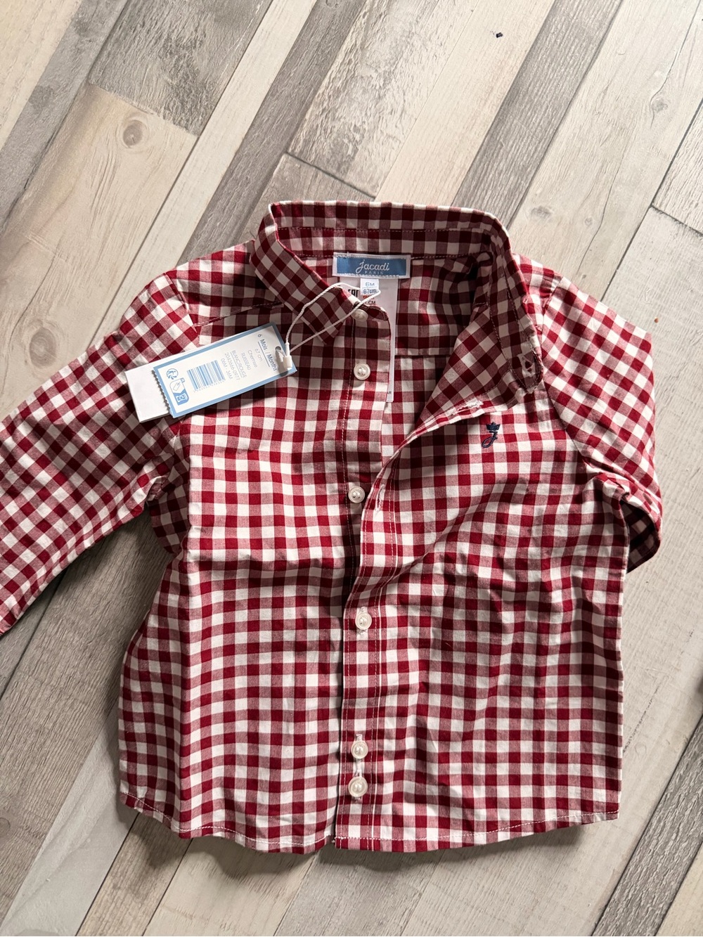 Jacadi Red and White Gingham Button-Front Shirt